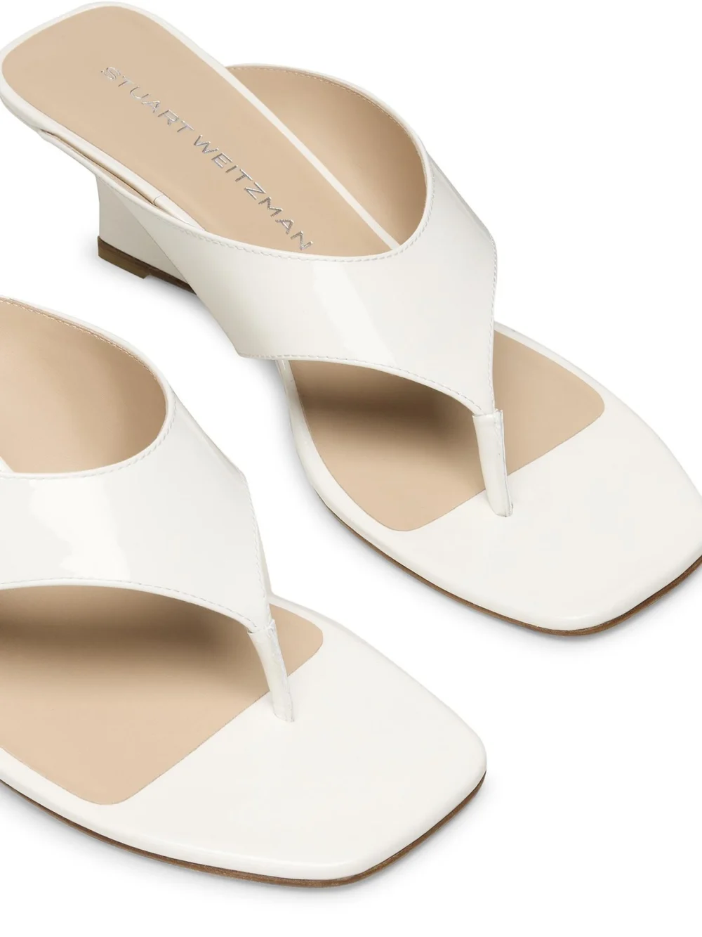 Stuart Weitzman Vinnie Wedge Thong 50 in Blanco, view 4