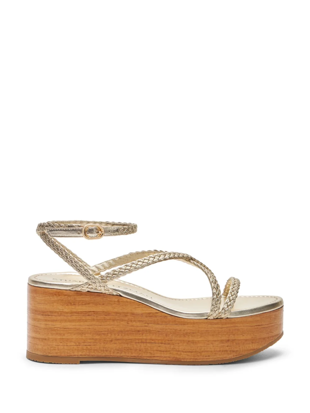 Stuart Weitzman Wovette Wedge in Light Gold/sand