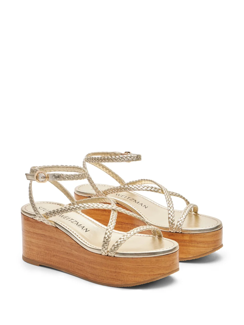 Stuart Weitzman Wovette Wedge in Light Gold/sand, view 2