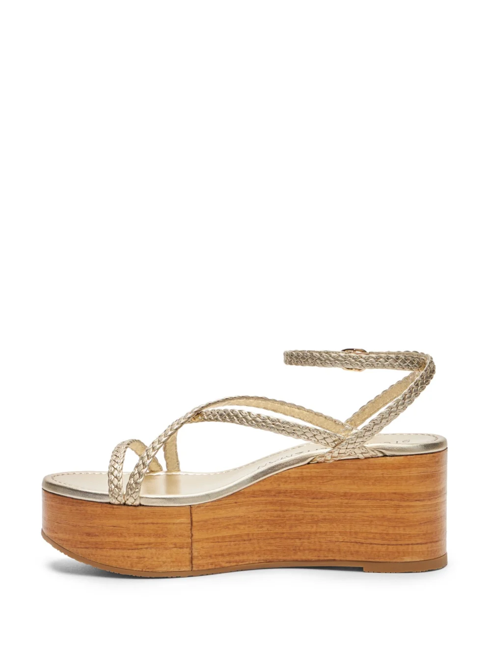 Stuart Weitzman Wovette Wedge in Light Gold/sand, view 3