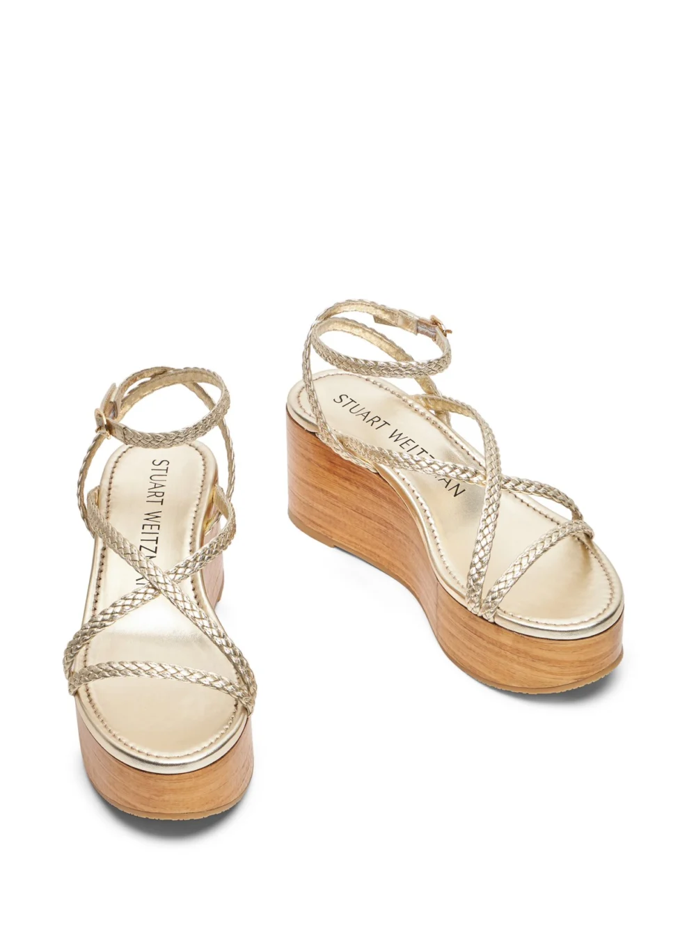 Stuart Weitzman Wovette Wedge in Light Gold/sand, view 4
