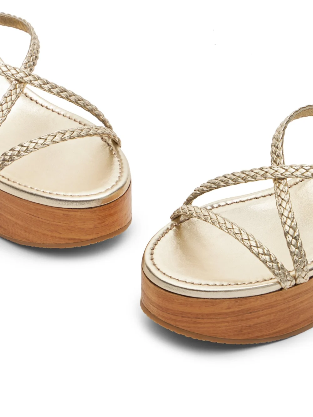 Stuart Weitzman Wovette Wedge in Light Gold/sand, view 6