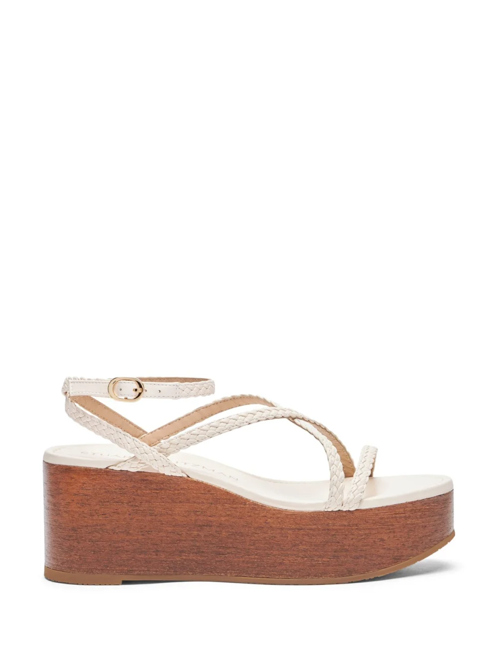 Stuart Weitzman Wovette Wedge in Seashell/walnut