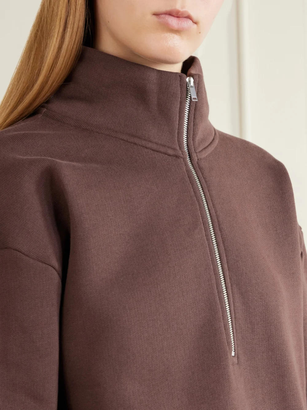 Close-up detail of the Studio Nicholson Thalen Cotton-jersey Fleece Sweatshirt