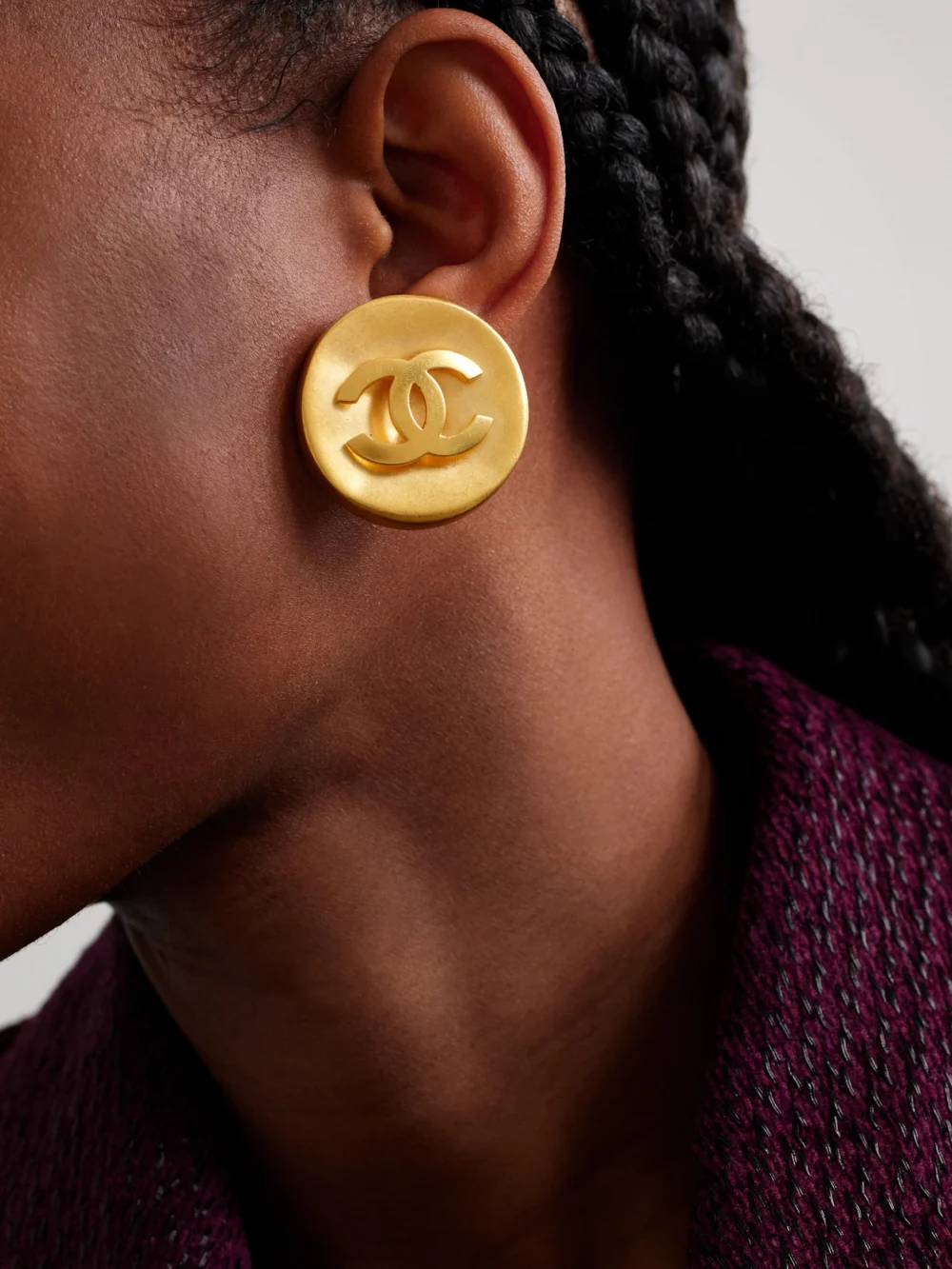 Susan Caplan Vintage Gold-plated Clip Earrings, styled view