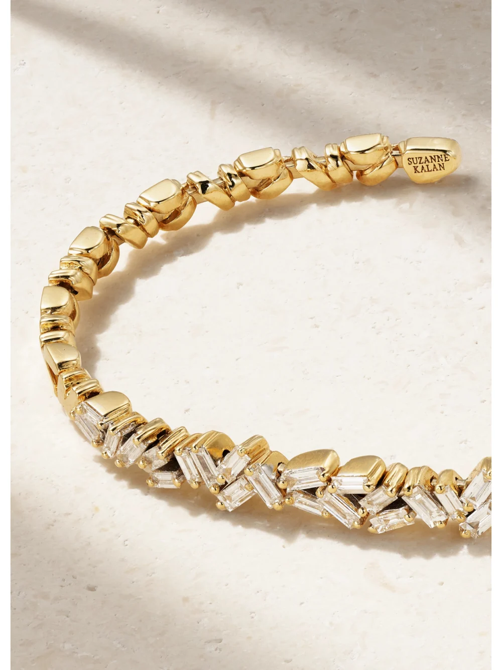 Close-up detail of the Suzanne Kalan 18-karat Gold Diamond Cuff