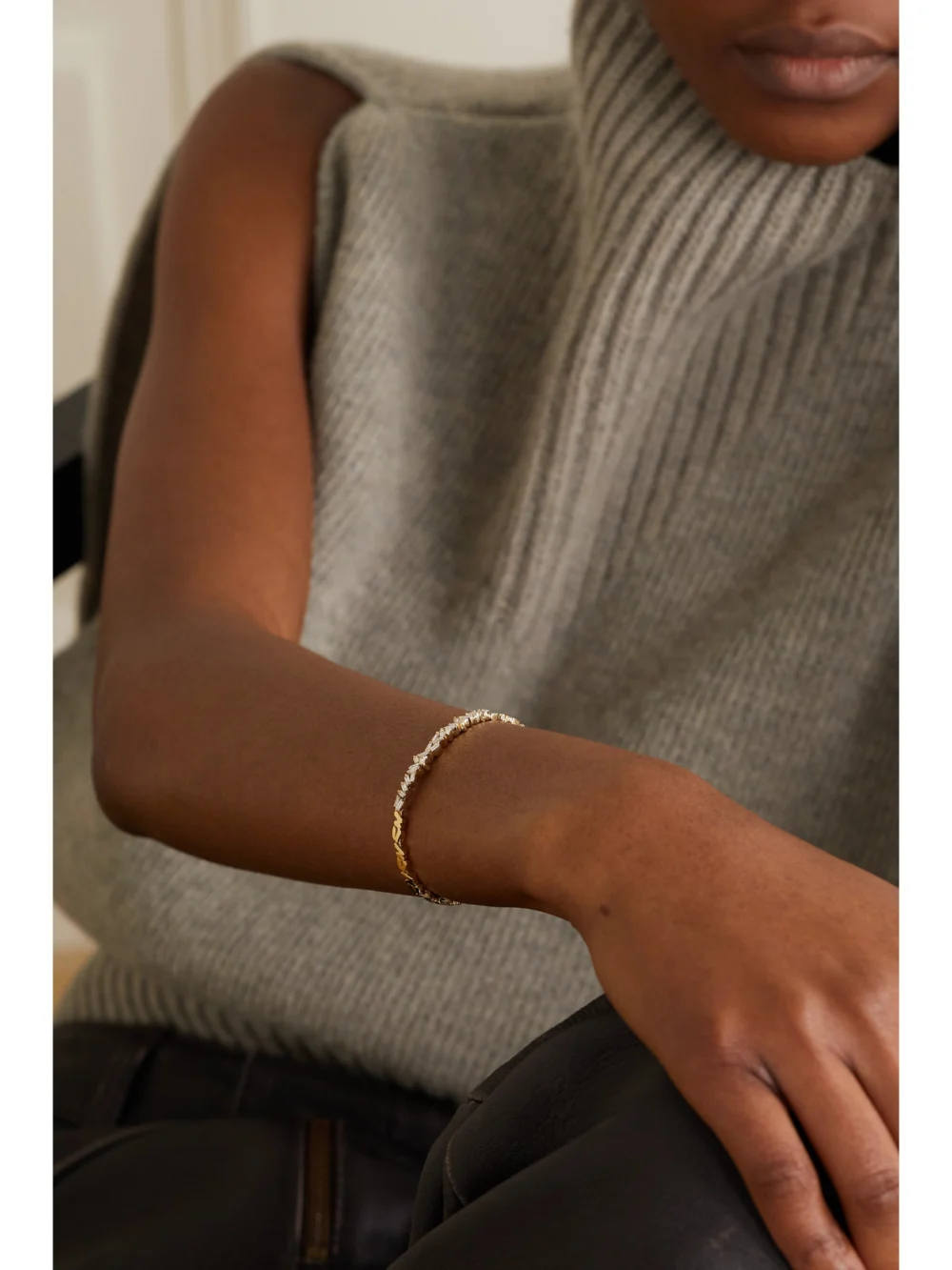 Suzanne Kalan 18-karat Gold Diamond Cuff, styled view