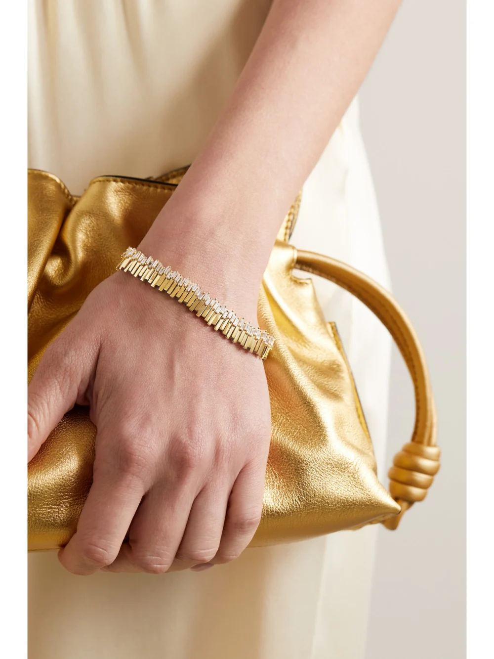 Suzanne Kalan 18-karat Gold Diamond Tennis Bracelet, styled view