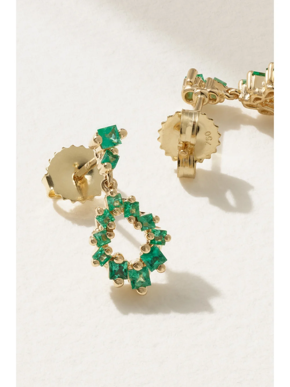 Back view of the Suzanne Kalan 18-karat Gold Emerald Earrings