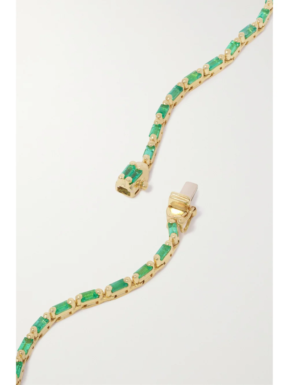 Back view of the Suzanne Kalan 18-karat Gold Emerald Tennis Necklace