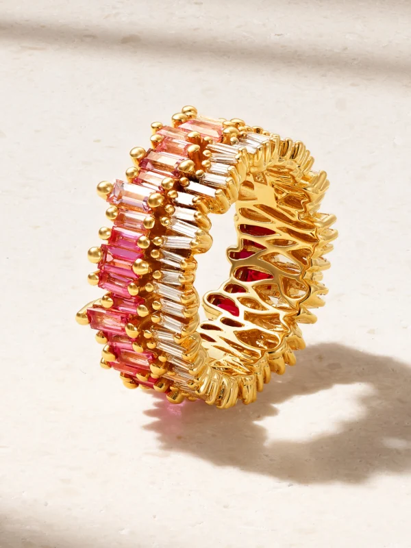 Suzanne Kalan 18-karat Gold, Sapphire and Diamond Ring
