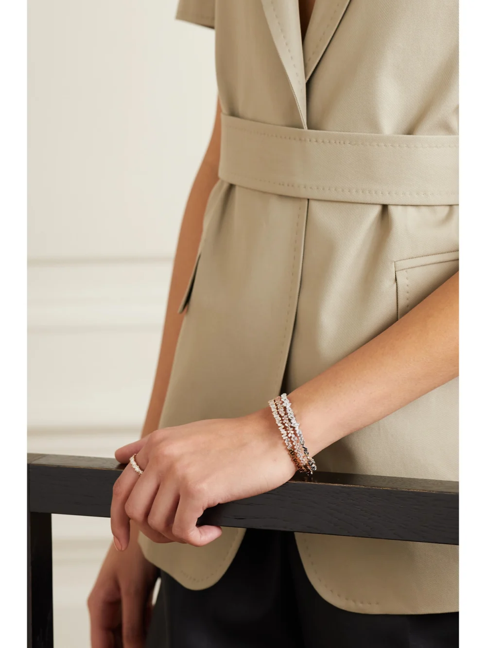 Suzanne Kalan 18-karat Rose Gold Diamond Cuff, styled view
