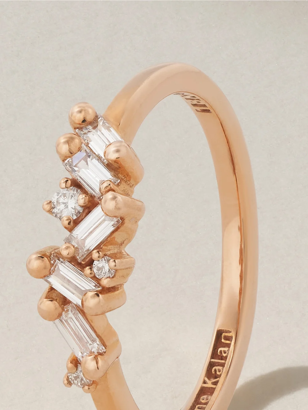 Close-up detail of the Suzanne Kalan 18-karat Rose Gold Diamond Ring