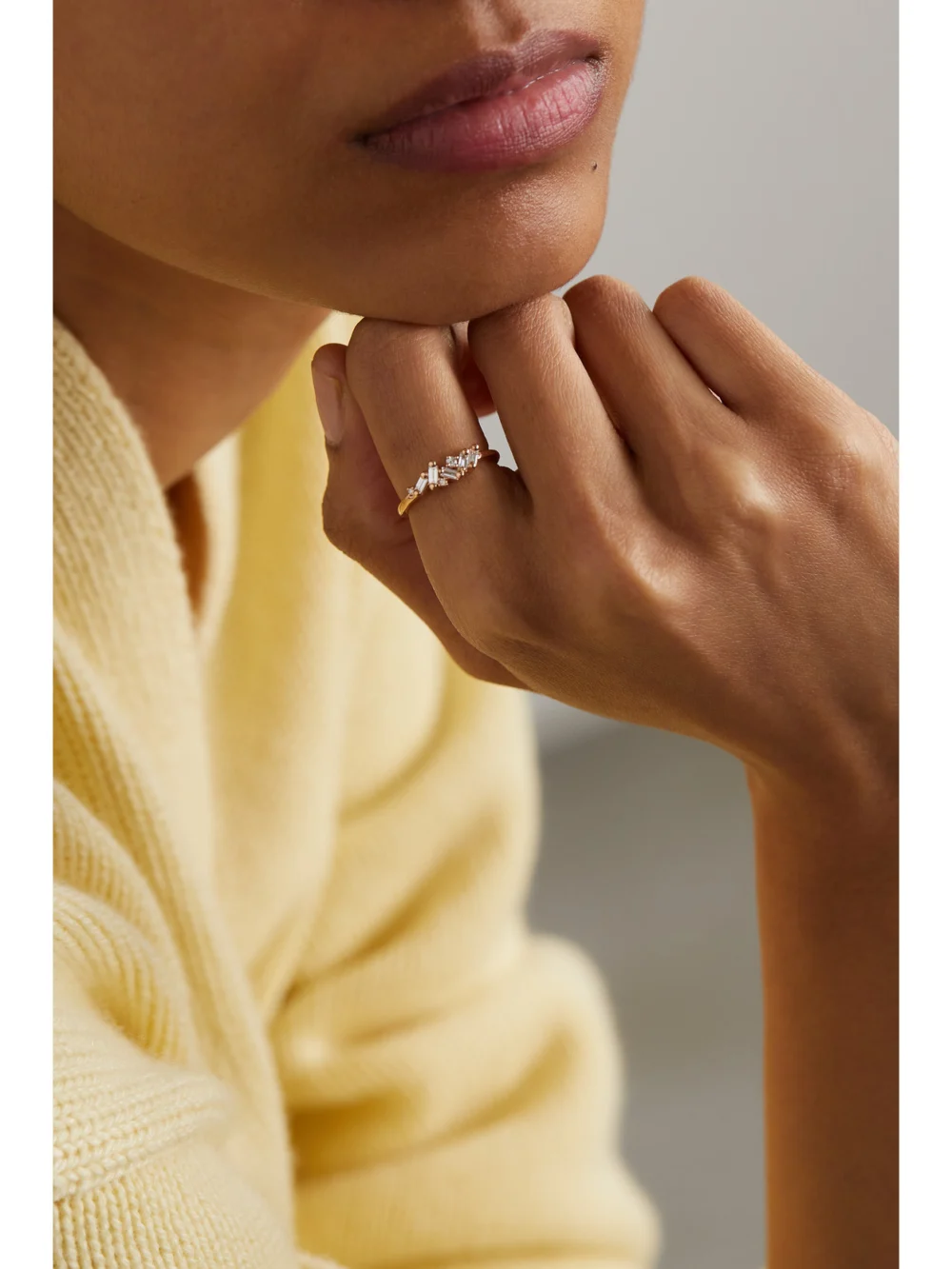Suzanne Kalan 18-karat Rose Gold Diamond Ring, styled view