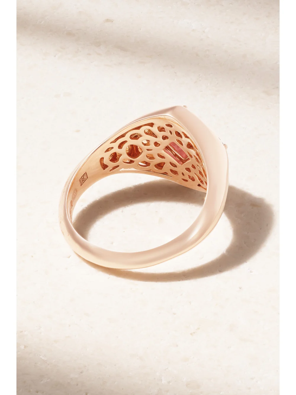Back view of the Suzanne Kalan 18-karat Rose Gold, Sapphire and Diamond Ring