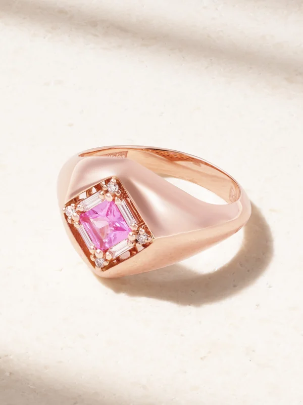 Suzanne Kalan 18-karat Rose Gold, Sapphire and Diamond Ring