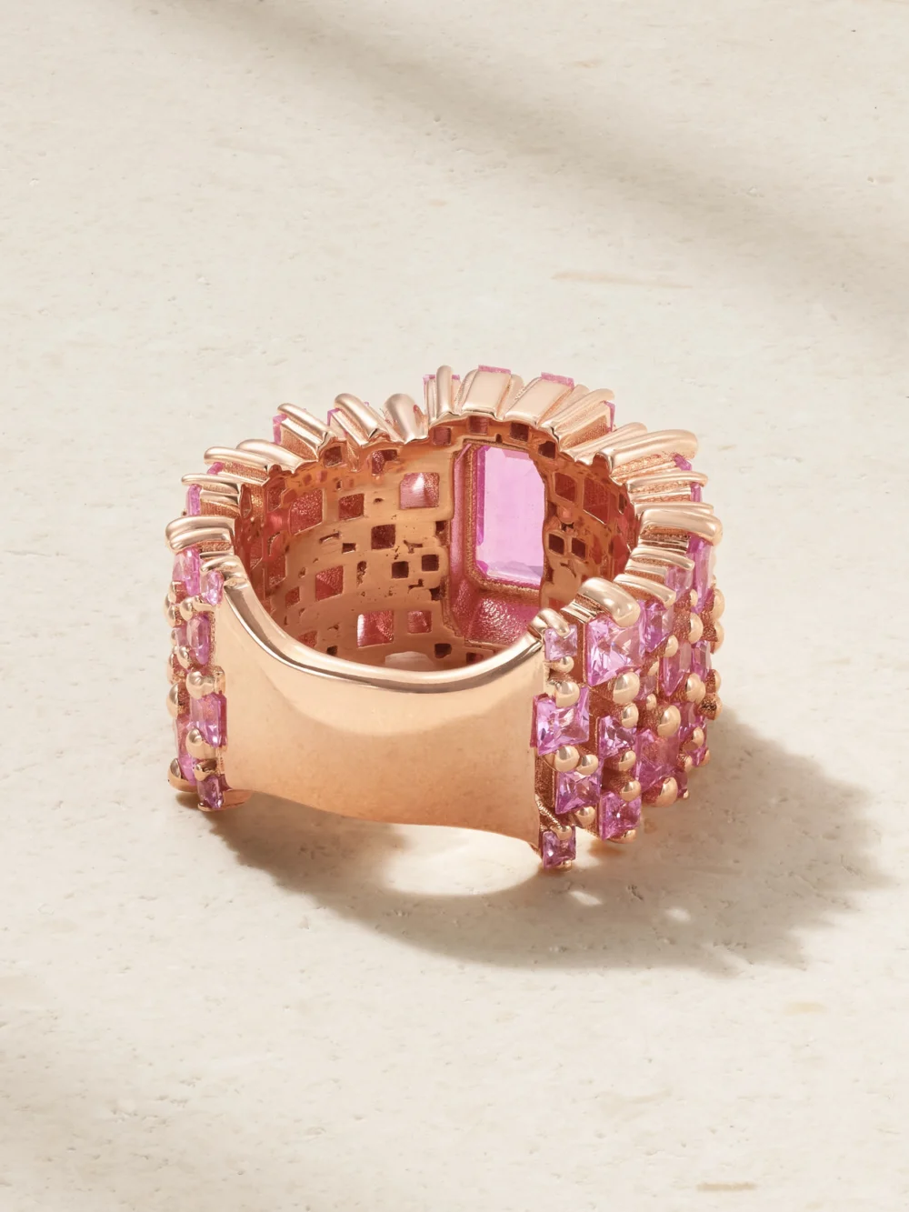 Back view of the Suzanne Kalan 18-karat Rose Gold, Sapphire and Diamond Ring
