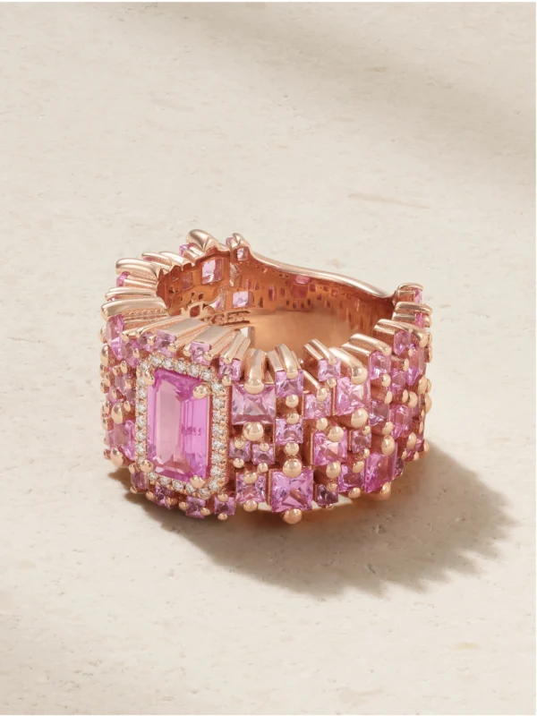 Suzanne Kalan 18-karat Rose Gold, Sapphire and Diamond Ring
