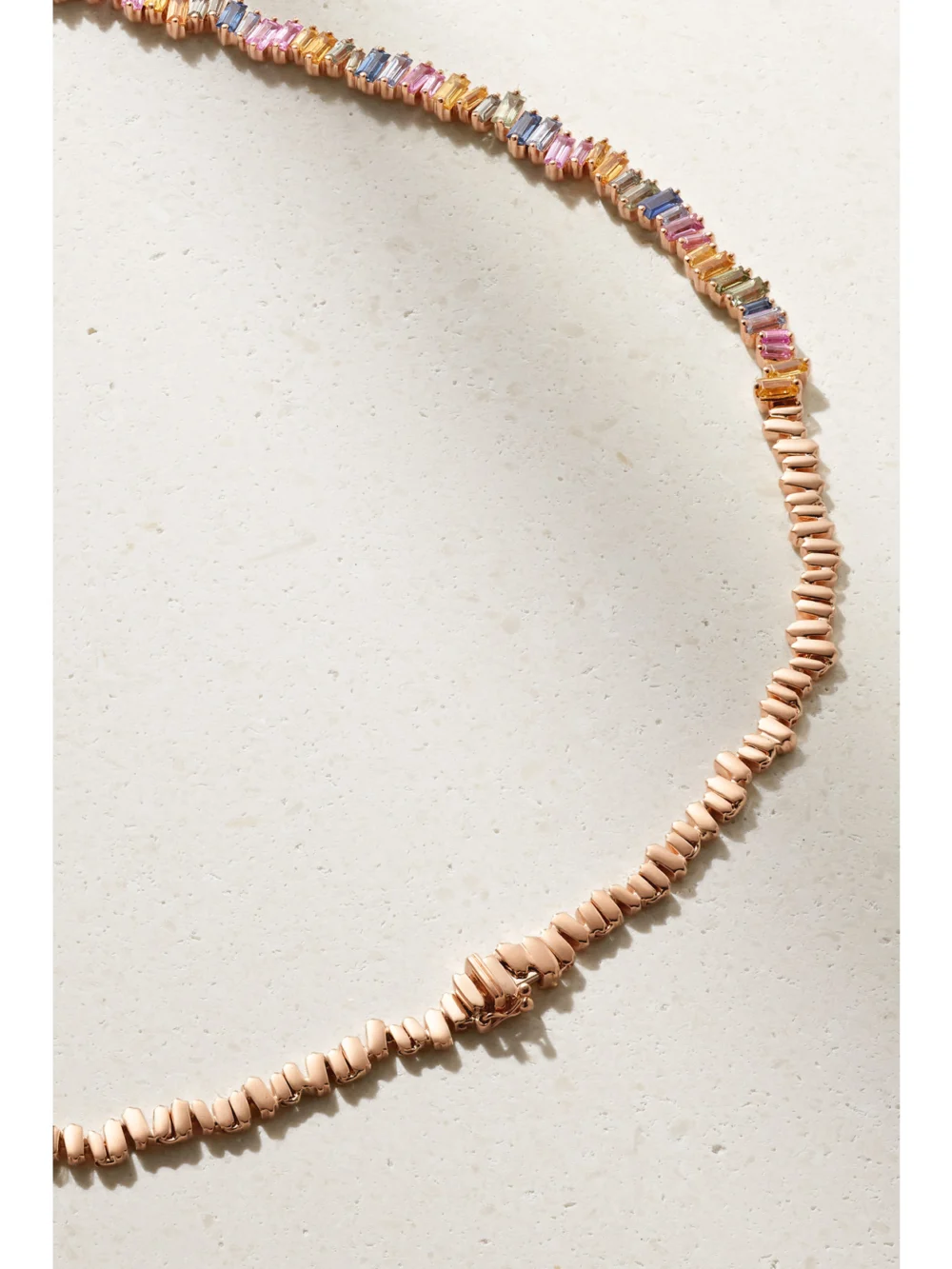 Back view of the Suzanne Kalan 18-karat Rose Gold Sapphire Necklace