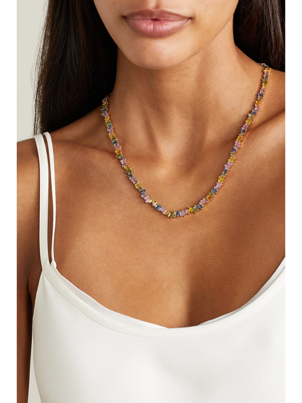 Suzanne Kalan 18-karat Rose Gold Sapphire Necklace, styled view