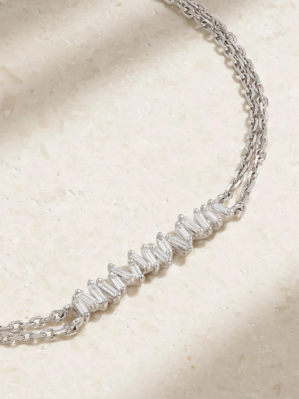 Close-up detail of the Suzanne Kalan 18-karat White Gold Diamond Bracelet