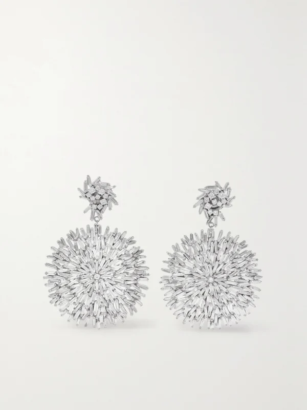 Suzanne Kalan 18-karat White Gold Diamond Earrings