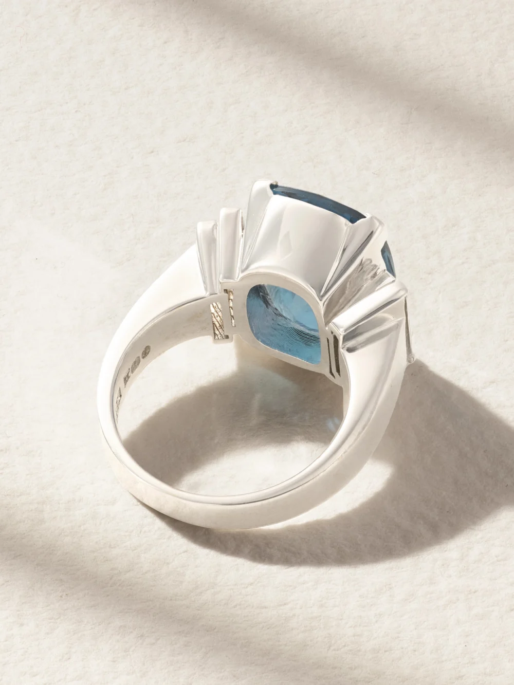 Back view of the Suzanne Kalan 18-karat White Gold, Topaz and Diamond Ring