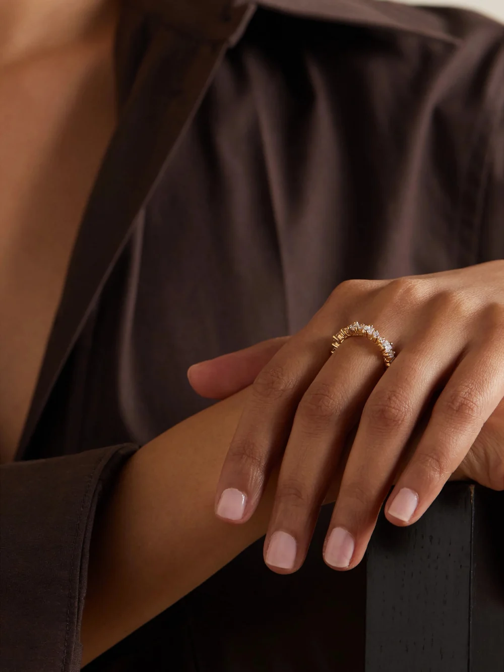 Suzanne Kalan Eternity 18-karat Gold Diamond Ring, styled view
