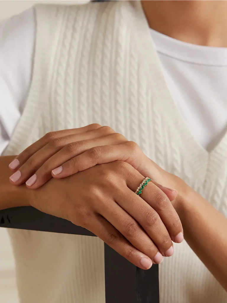 Suzanne Kalan Eternity 18-karat Gold, Emerald and Diamond Ring