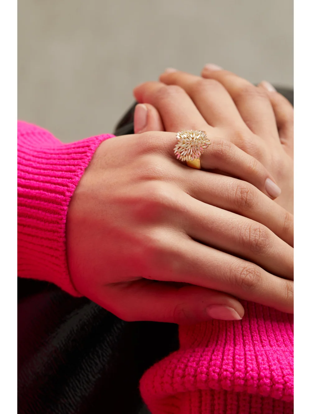 Suzanne Kalan Heart 18-karat Gold Diamond Ring, styled view
