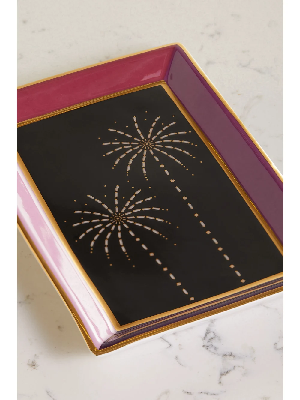 Close-up detail of the Suzanne Kalan Porcelain Jewelry Tray