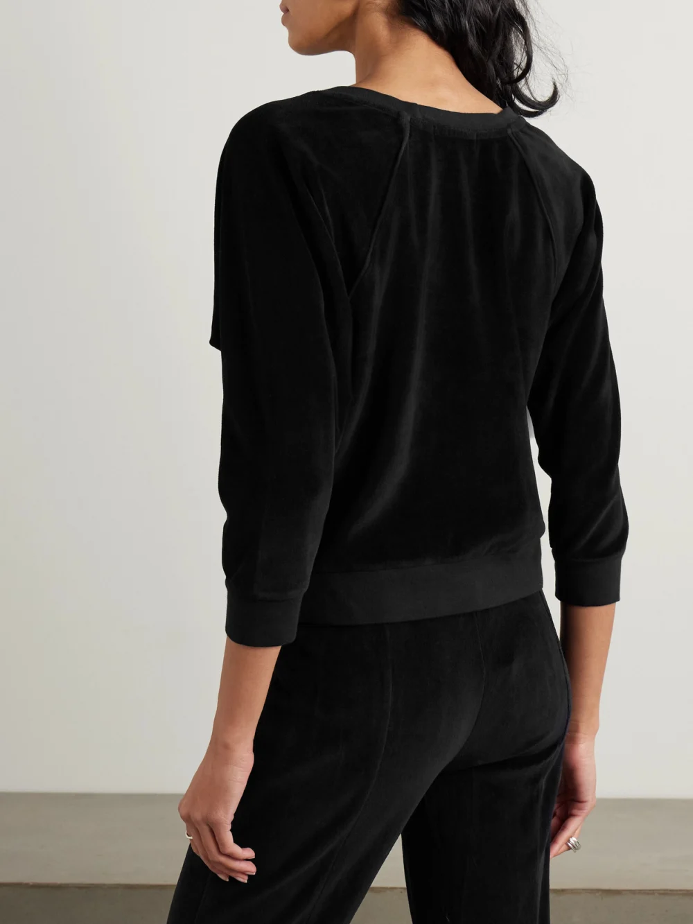 Back view of the Suzie Kondi Saba Cotton-blend Velour Sweatshirt