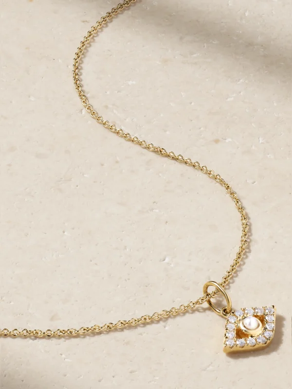 Sydney Evan 14-karat Gold, Pearl and Diamond Necklace