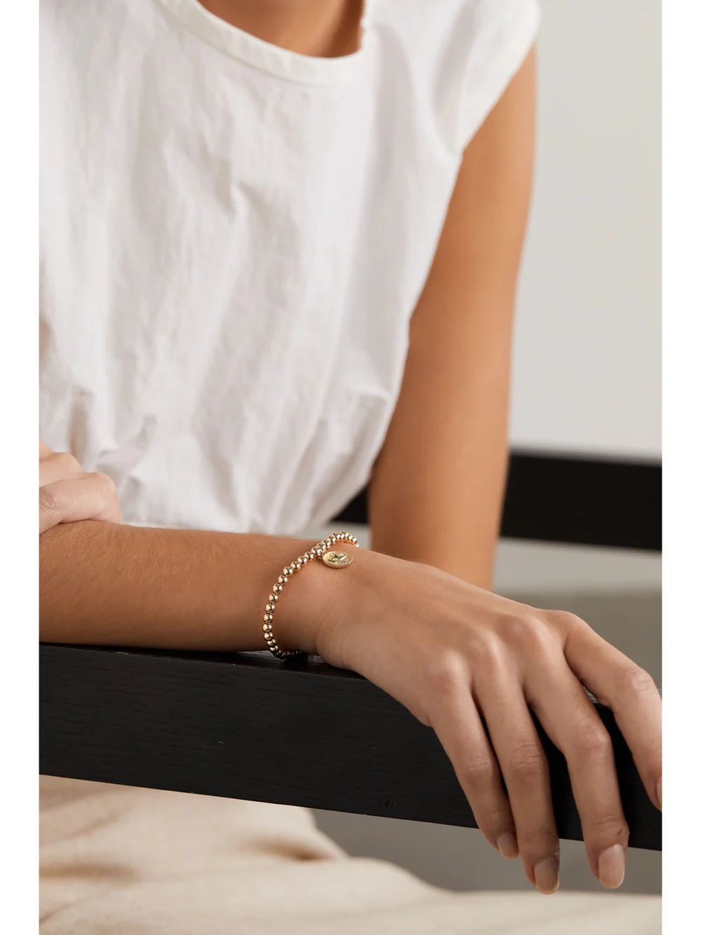 Sydney Evan Aquarius 14-karat Gold Diamond Bracelet, styled view