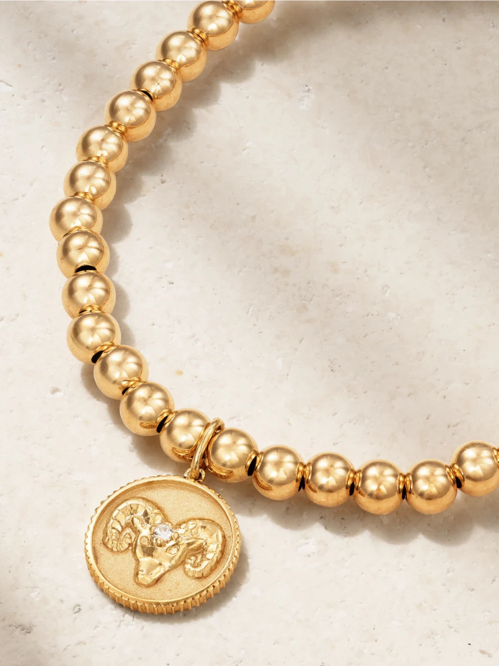 Close-up detail of the Sydney Evan Aries 14-karat Gold Diamond Bracelet