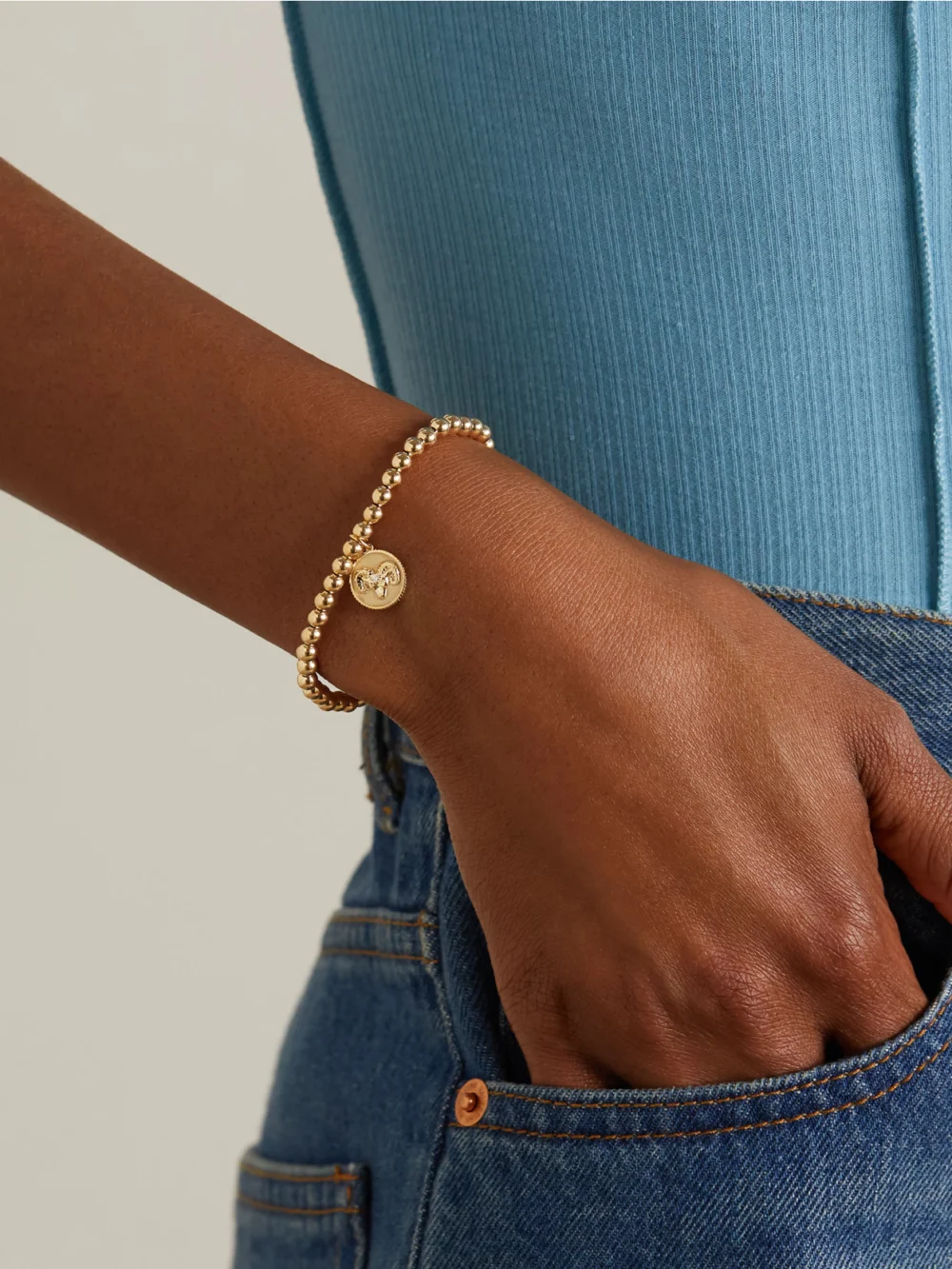 Sydney Evan Aries 14-karat Gold Diamond Bracelet, styled view