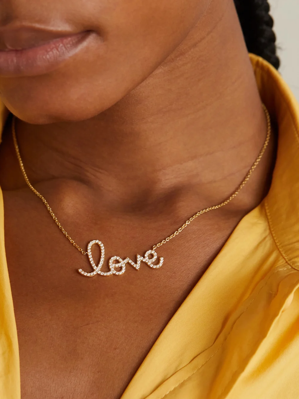 Sydney Evan Big Love 14-karat Gold Diamond Necklace, styled view