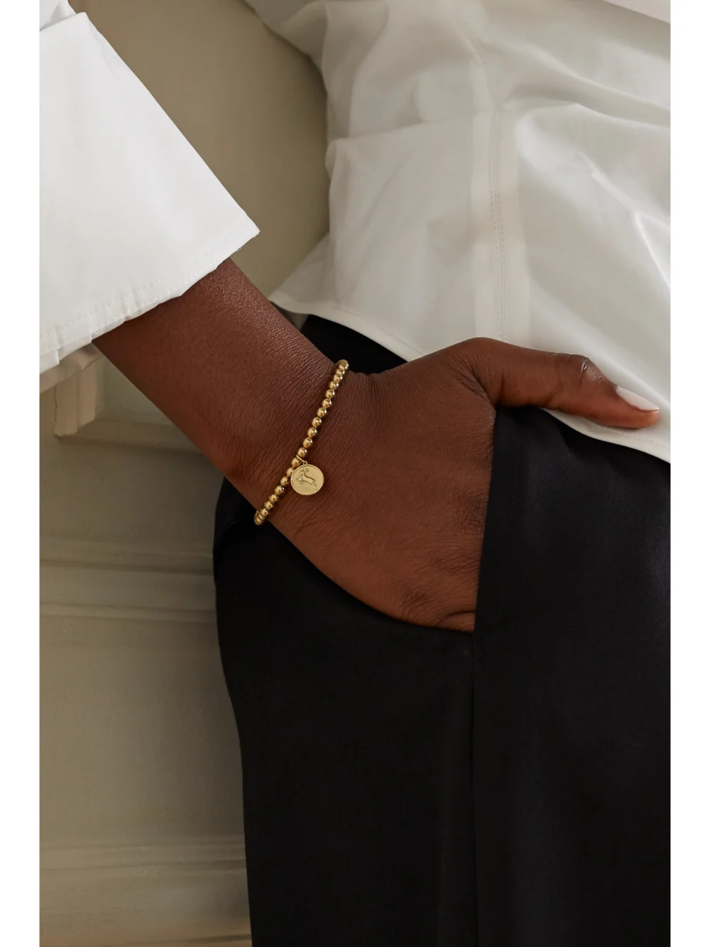 Sydney Evan Capricorn 14-karat Gold Diamond Bracelet, styled view