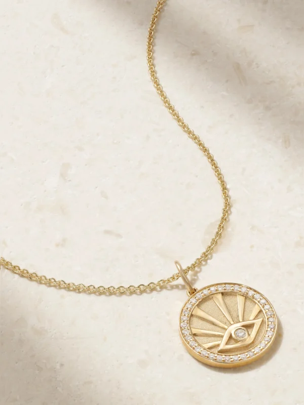 Sydney Evan Evil Eye 14-karat Gold Diamond Necklace