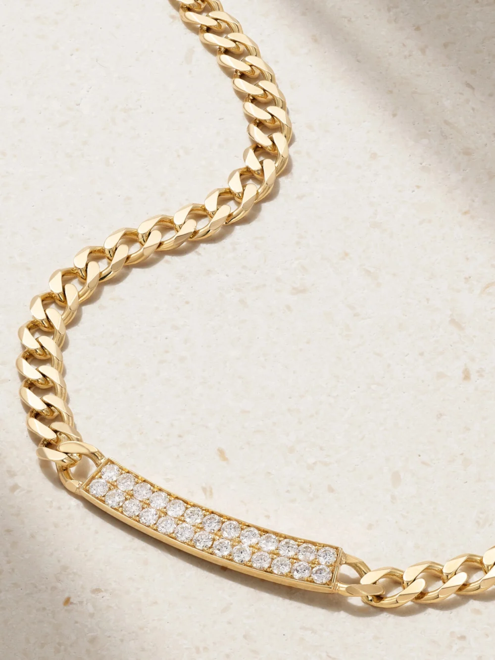 Sydney Evan Id Bar 14-karat Gold Diamond Necklace