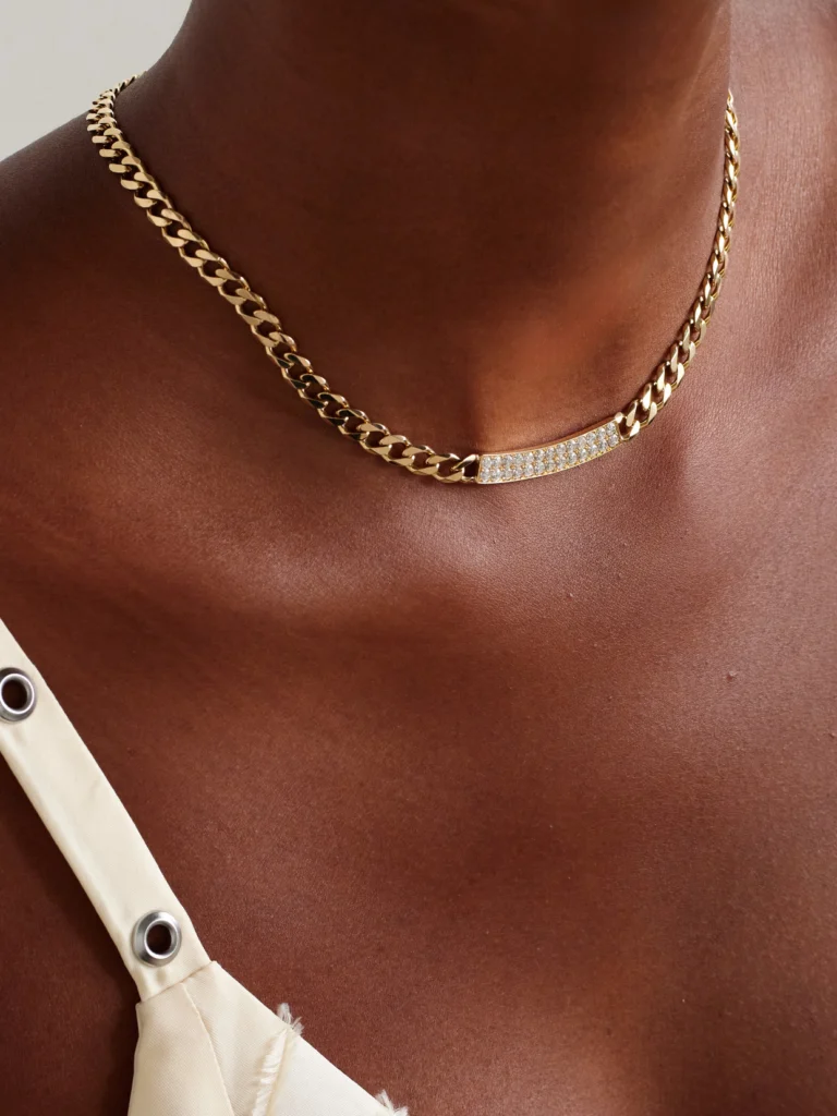Sydney Evan Id Bar 14-karat Gold Diamond Necklace