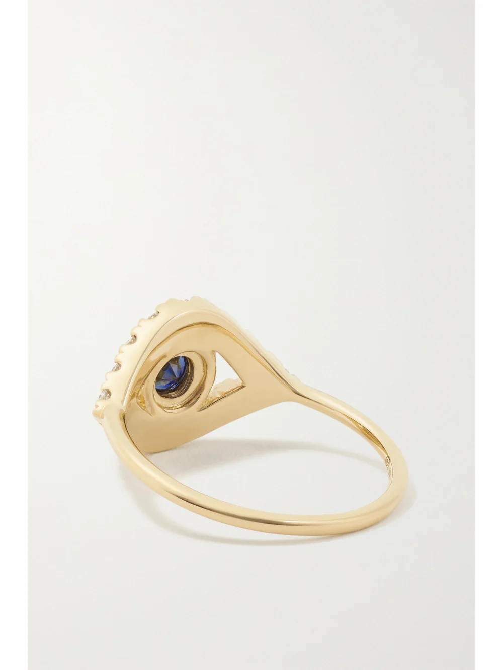 Back view of the Sydney Evan Large Evil Eye 14-karat Gold, Sapphire and Diamond Ring