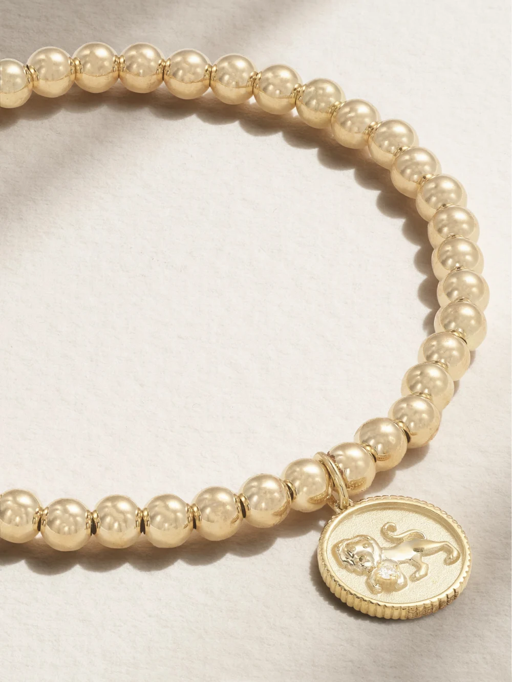 Close-up detail of the Sydney Evan Leo 14-karat Gold Diamond Bracelet