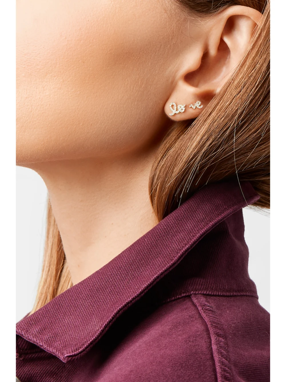 Sydney Evan Love 14-karat Gold Diamond Earrings, styled view