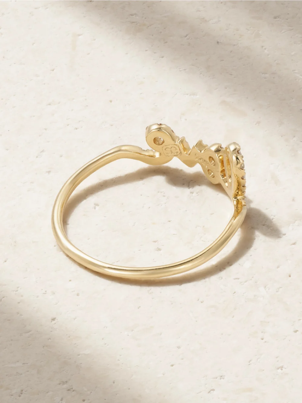 Back view of the Sydney Evan Love 14-karat Gold Diamond Ring