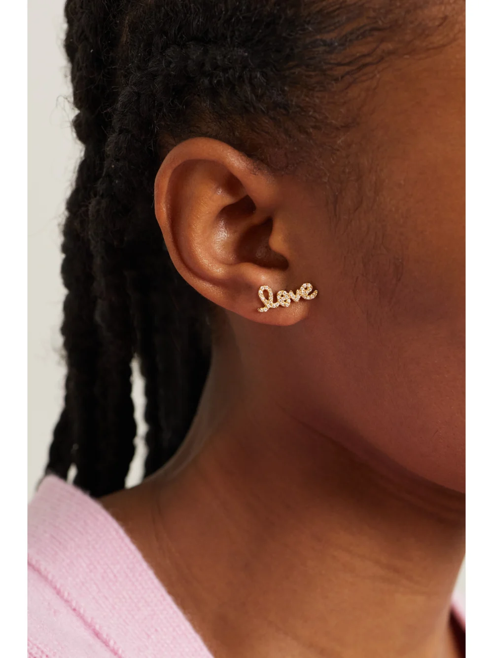 Sydney Evan Love 14-karat Gold Diamond Single Earring, styled view