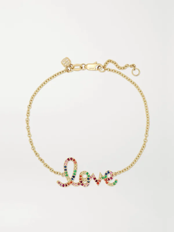 Sydney Evan Medium Love 14-karat Gold Multi-stone Bracelet