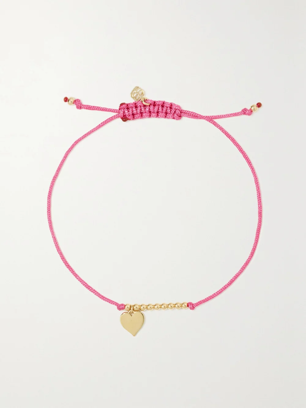 Sydney Evan Pure Heart 14-karat Gold Cord Bracelet in fuchsia