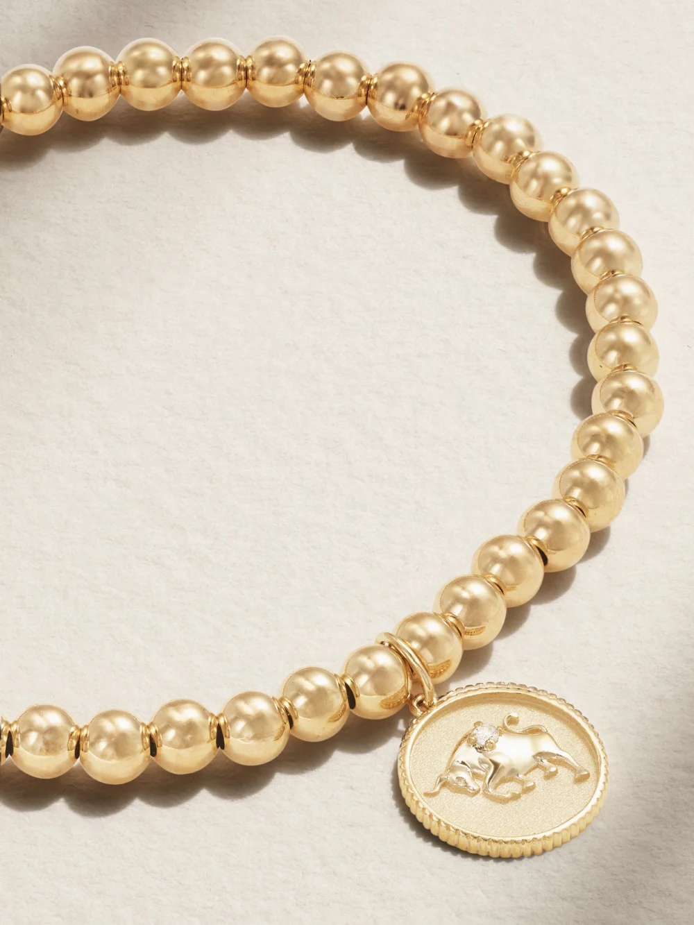 Close-up detail of the Sydney Evan Taurus 14-karat Gold Diamond Bracelet