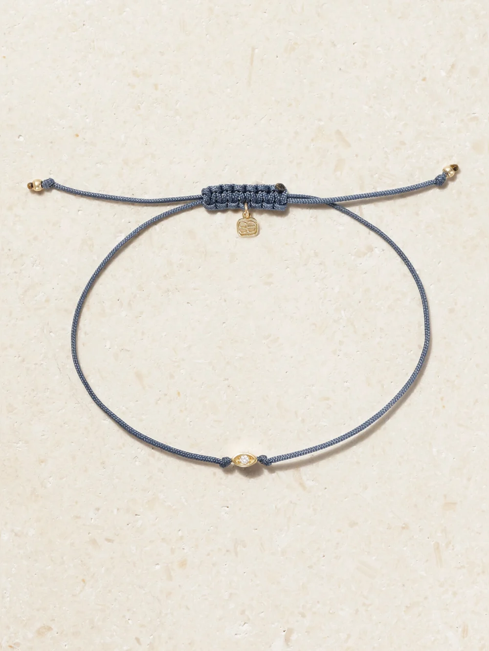 Sydney Evan Tiny Evil Eye 14-karat Gold, Cord and Diamond Bracelet